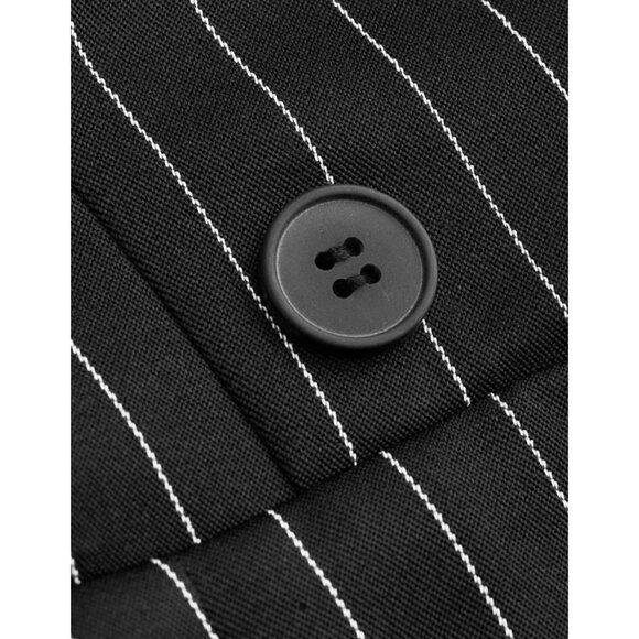 Cider Women's Size Medium Black Striped Split Button Blazer Mini Dress Pleated - Picture 8 of 10